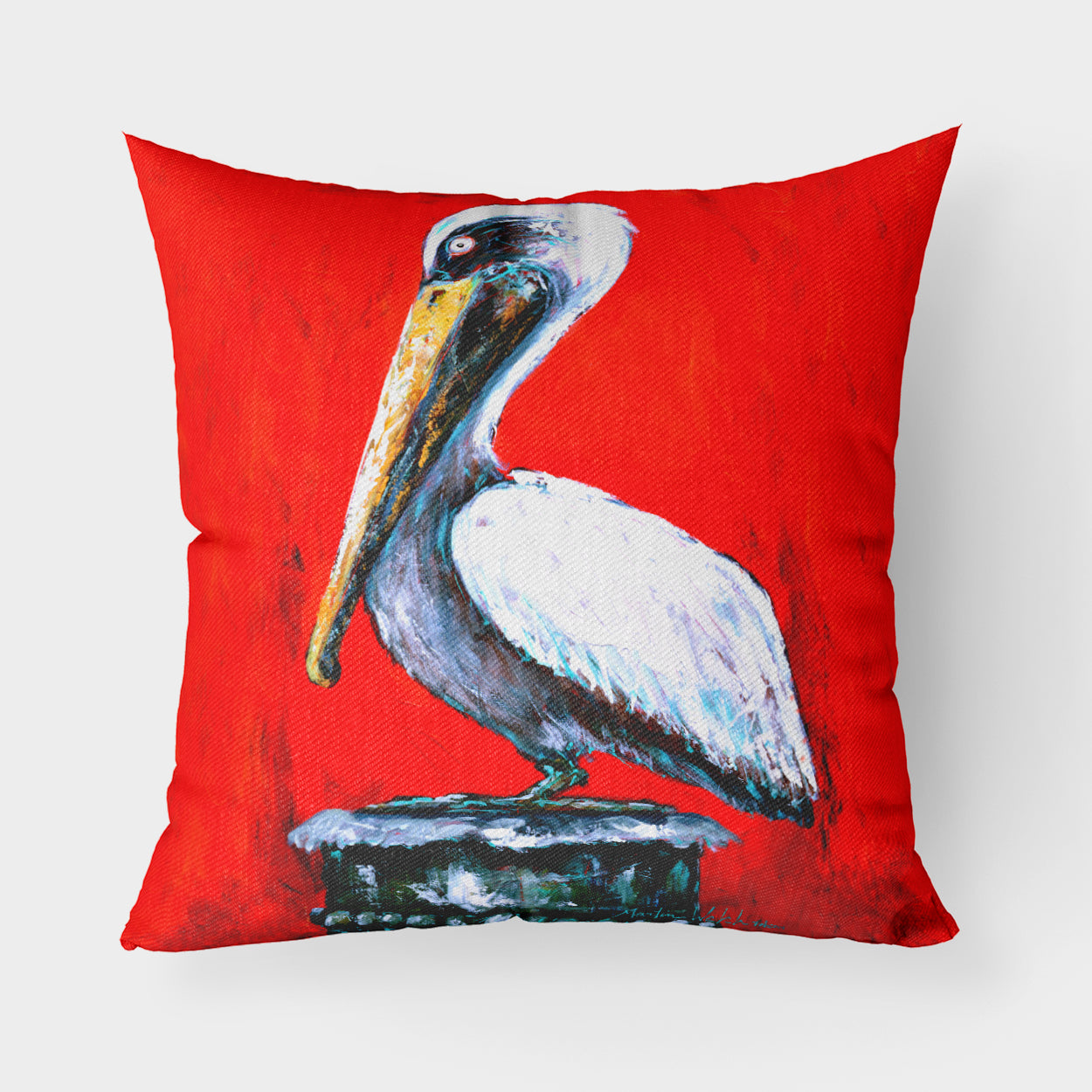 Buy this Bird - Pelican Red Dawn Fabric Decorative Pillow