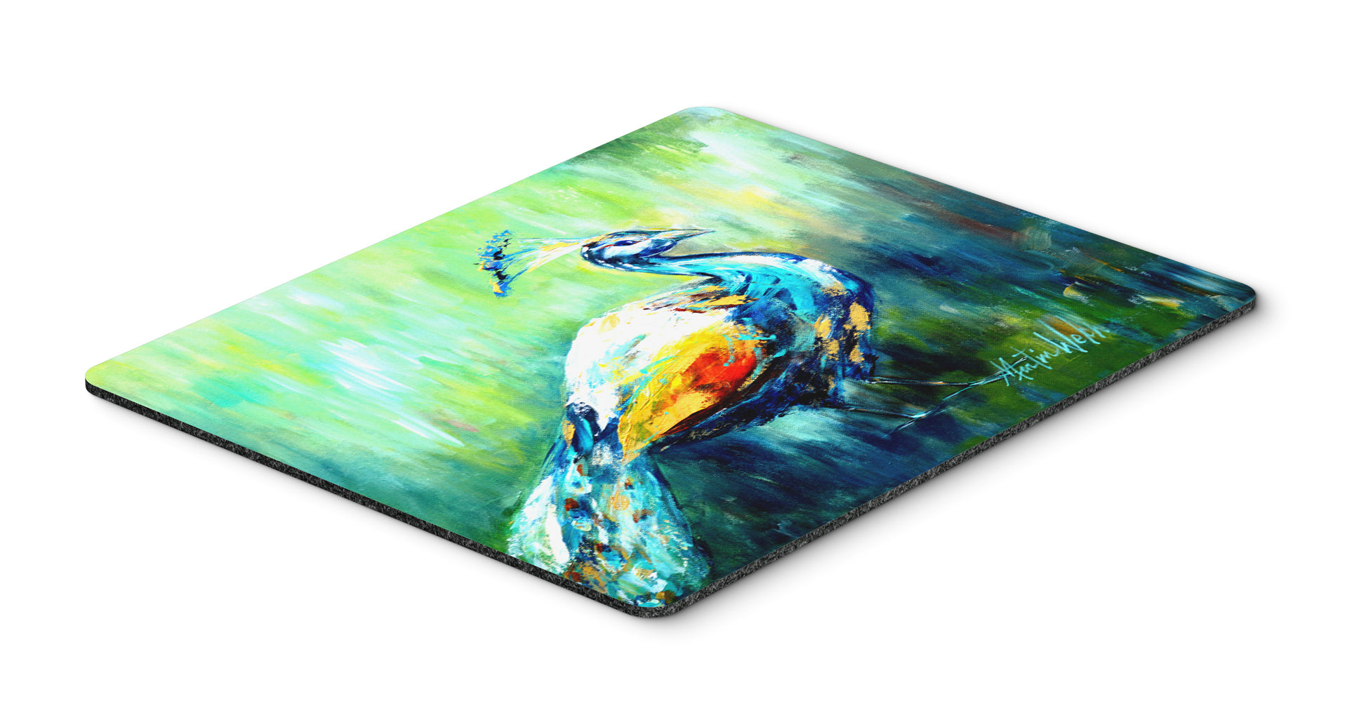 Buy this Proud Peacock Green Mouse Pad, Hot Pad or Trivet