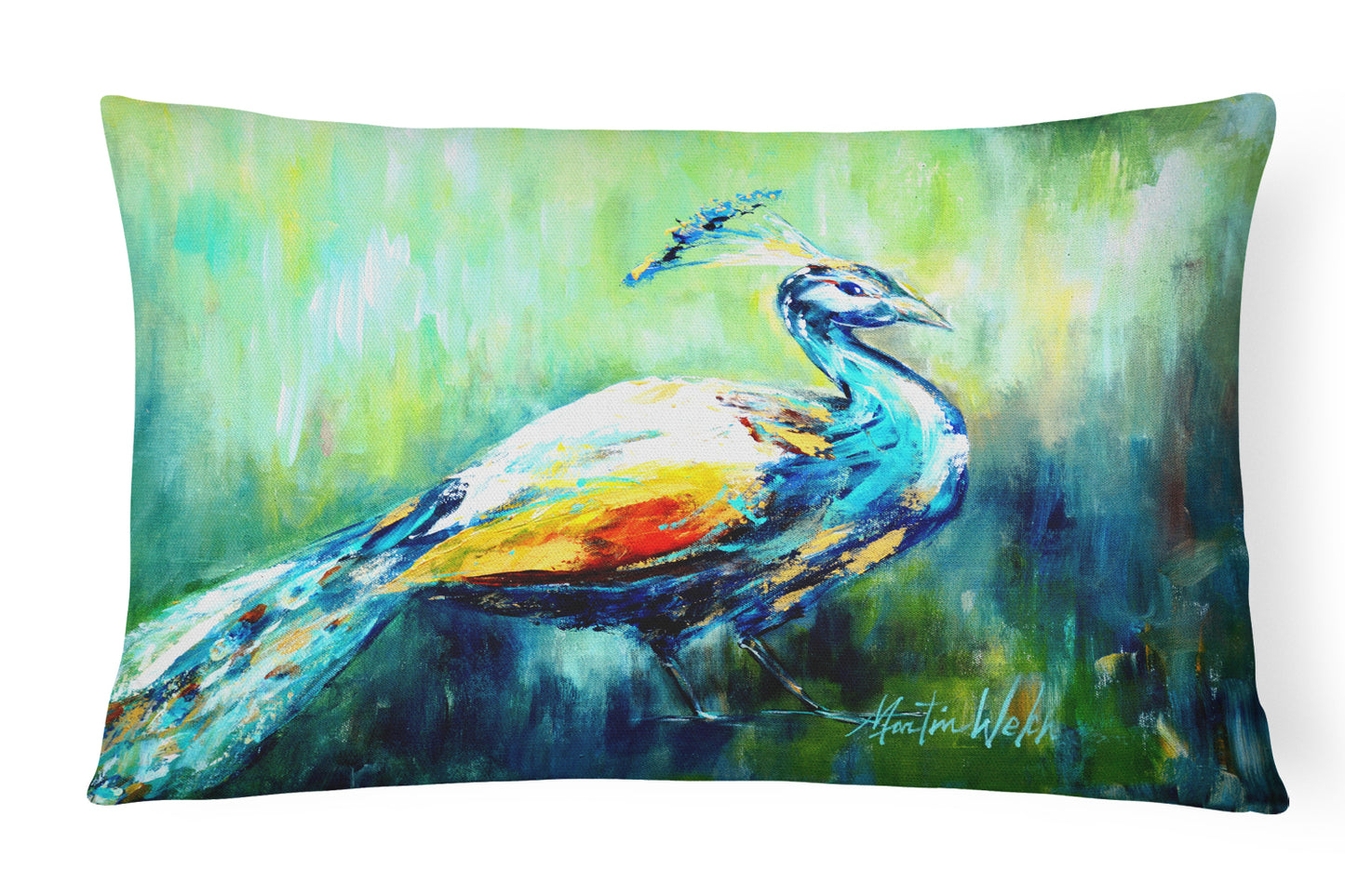 Buy this Proud Peacock Green Canvas Fabric Decorative Pillow