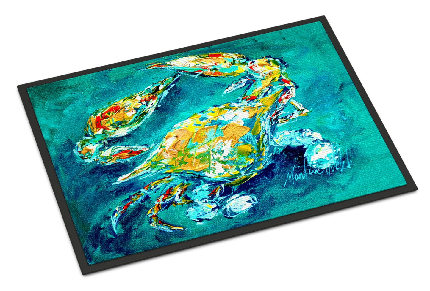 Buy this By Chance Crab in Aqua blue Indoor or Outdoor Mat 24x36