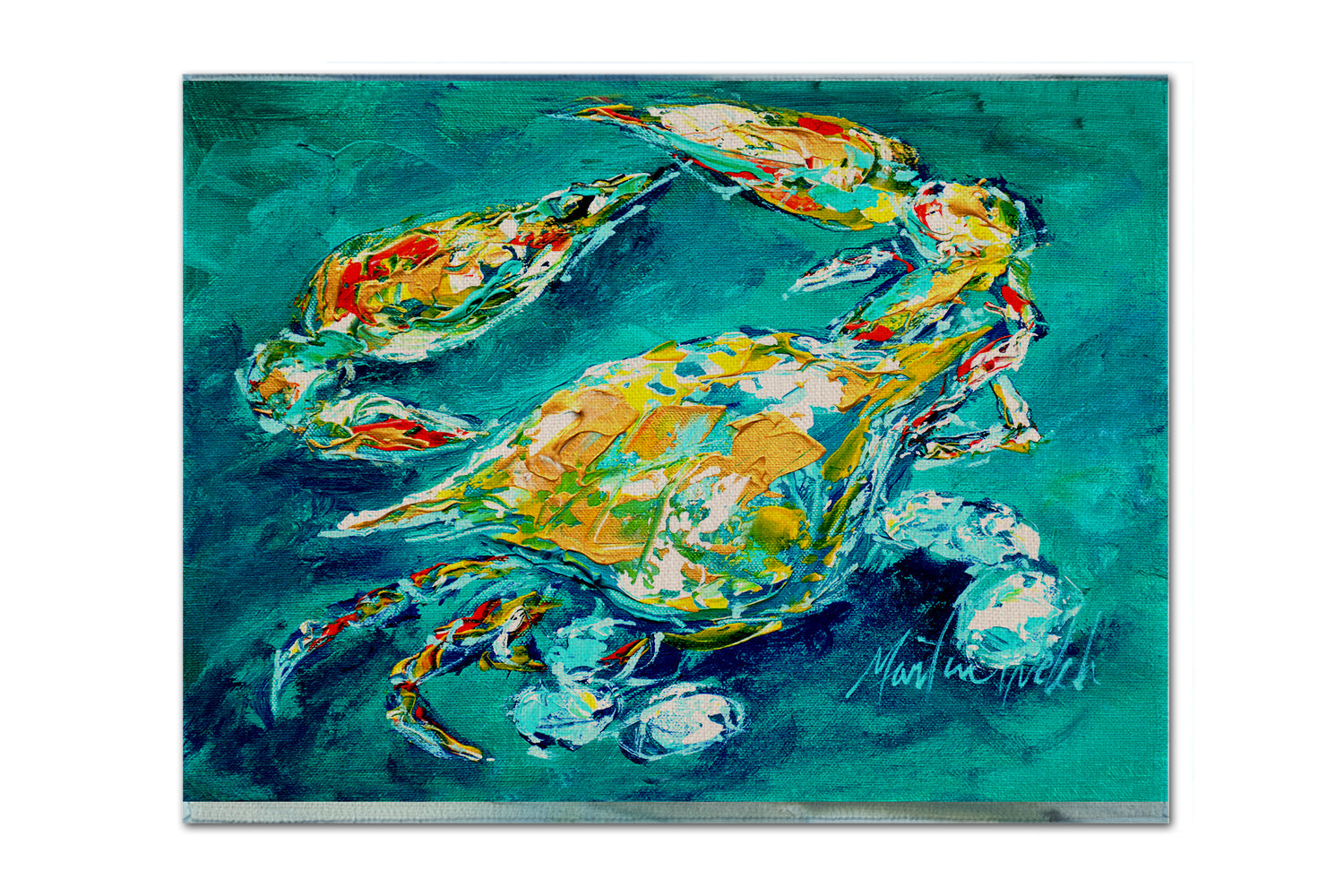 Buy this By Chance Crab in Aqua blue Fabric Placemat