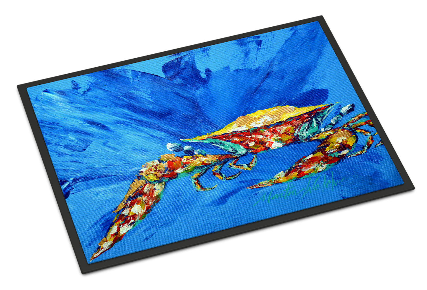 Buy this Big Spash Crab in blue Indoor or Outdoor Mat 24x36
