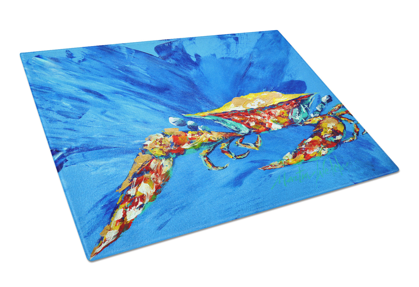 Buy this Big Spash Crab in blue Glass Cutting Board Large