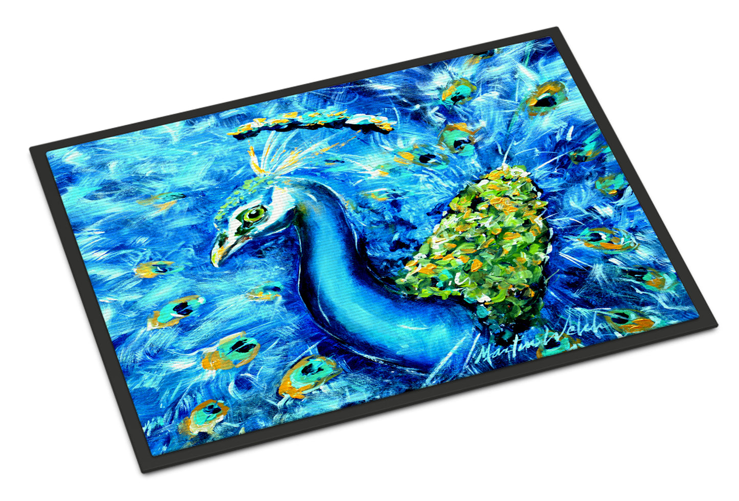 Buy this Peacock Straight Up in Blue Indoor or Outdoor Mat 24x36