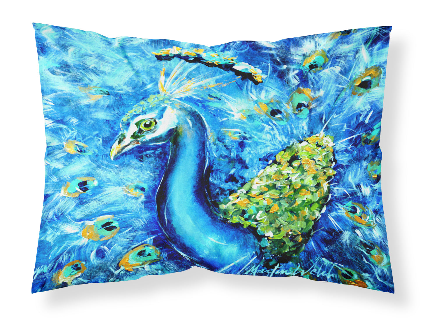 Buy this Peacock Straight Up in Blue Fabric Standard Pillowcase