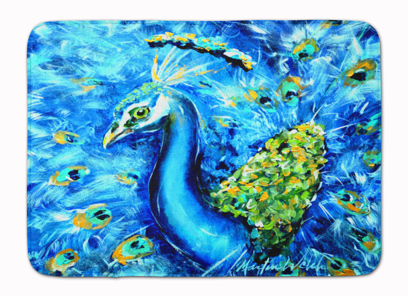 Buy this Peacock Straight Up in Blue Machine Washable Memory Foam Mat