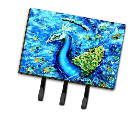 Buy this Peacock Straight Up in Blue Leash or Key Holder