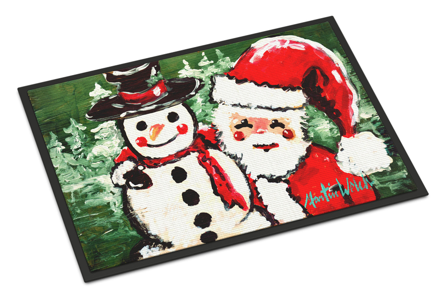 Buy this Friends Snowman and Santa Claus Indoor or Outdoor Mat 24x36