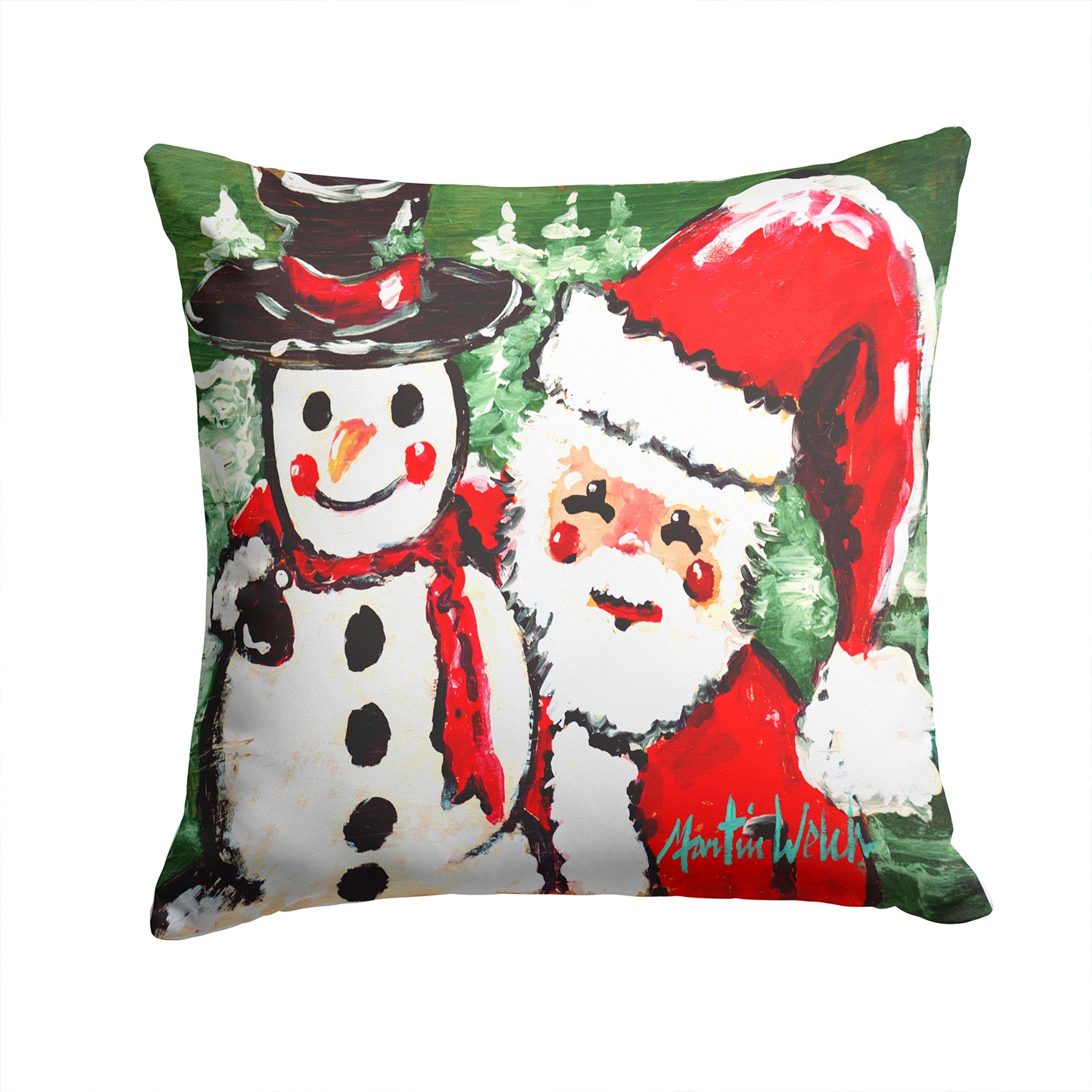 Buy this Friends Snowman and Santa Claus Fabric Decorative Pillow