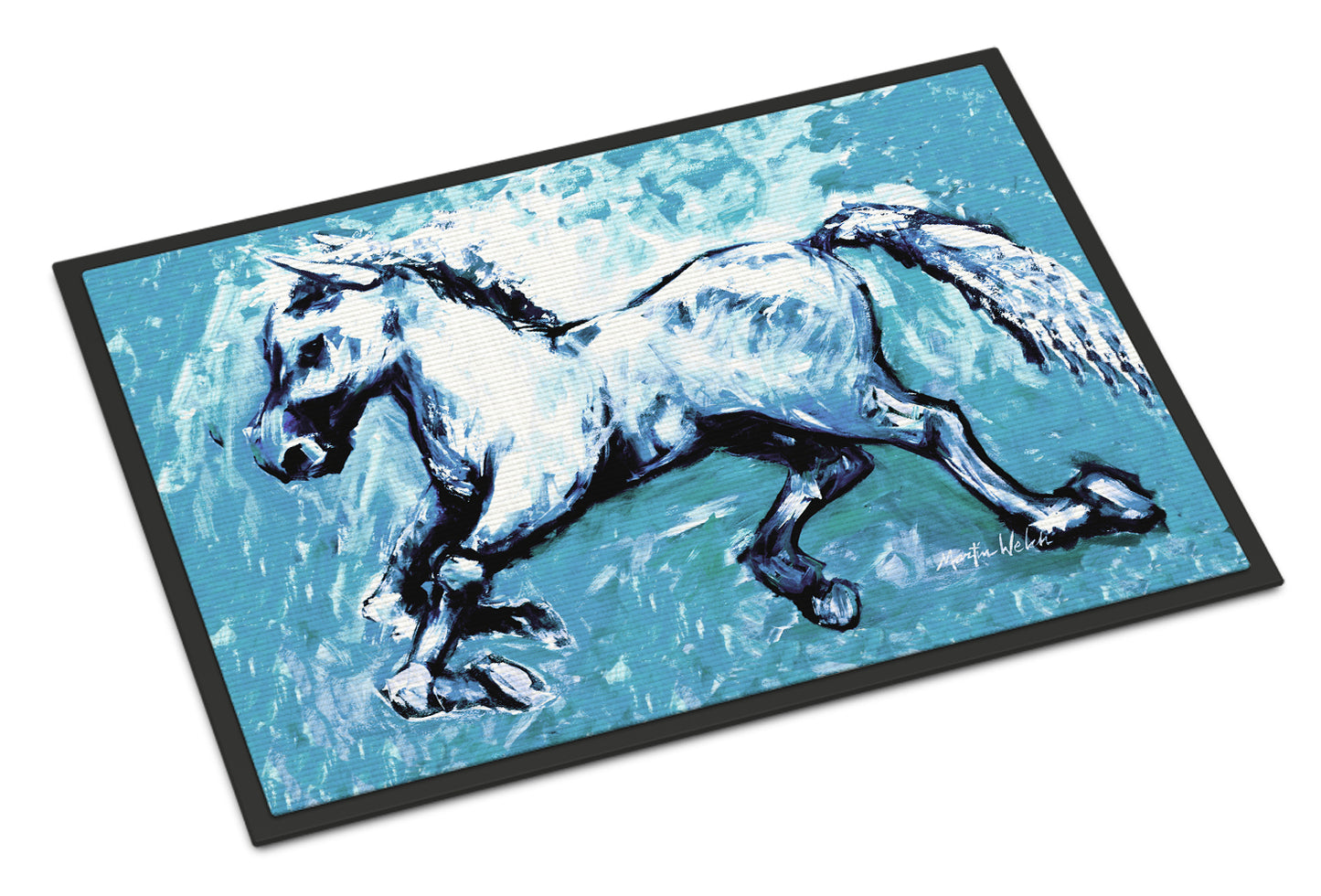 Buy this Shadow the Horse in blue Indoor or Outdoor Mat 24x36