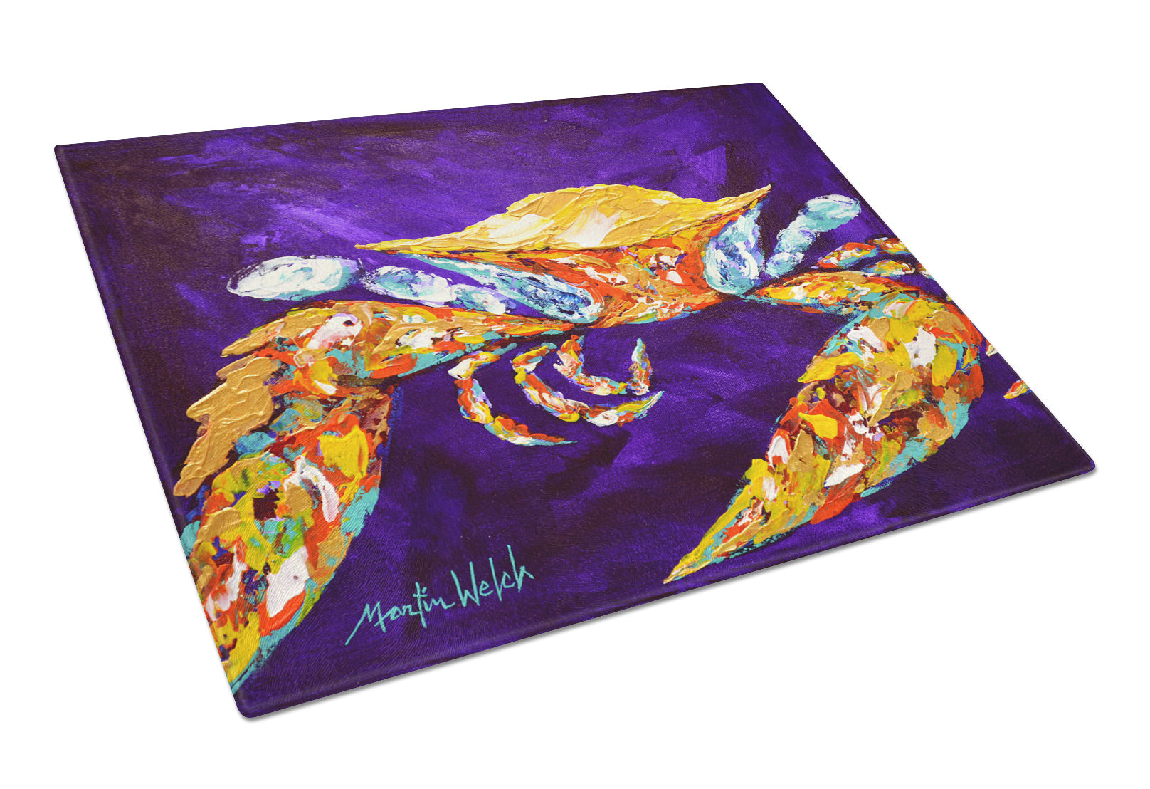 Buy this The Right Stuff Crab in Purple Glass Cutting Board Large