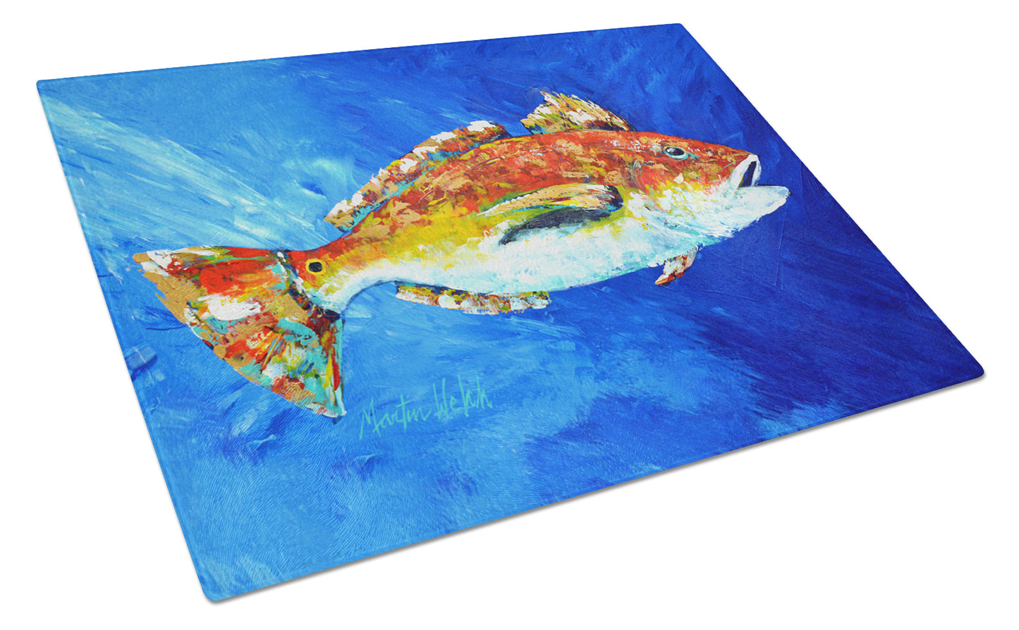 Buy this Red Fish White Spin Glass Cutting Board Large