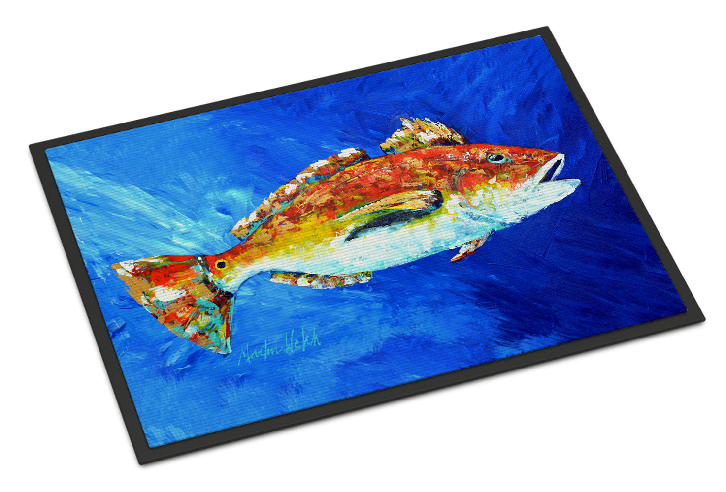 Buy this Red Fish White Spin Indoor or Outdoor Mat 18x27