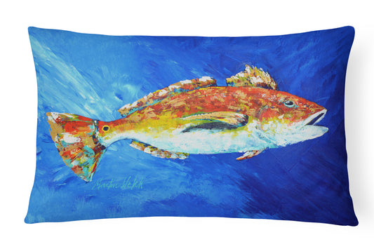 Buy this Red Fish White Spin Canvas Fabric Decorative Pillow