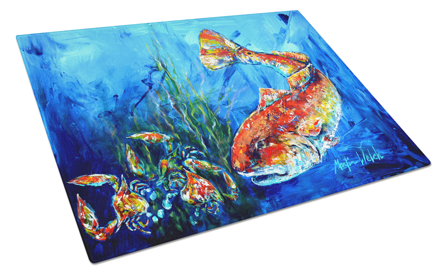 Buy this Scattered Red Fish Glass Cutting Board Large