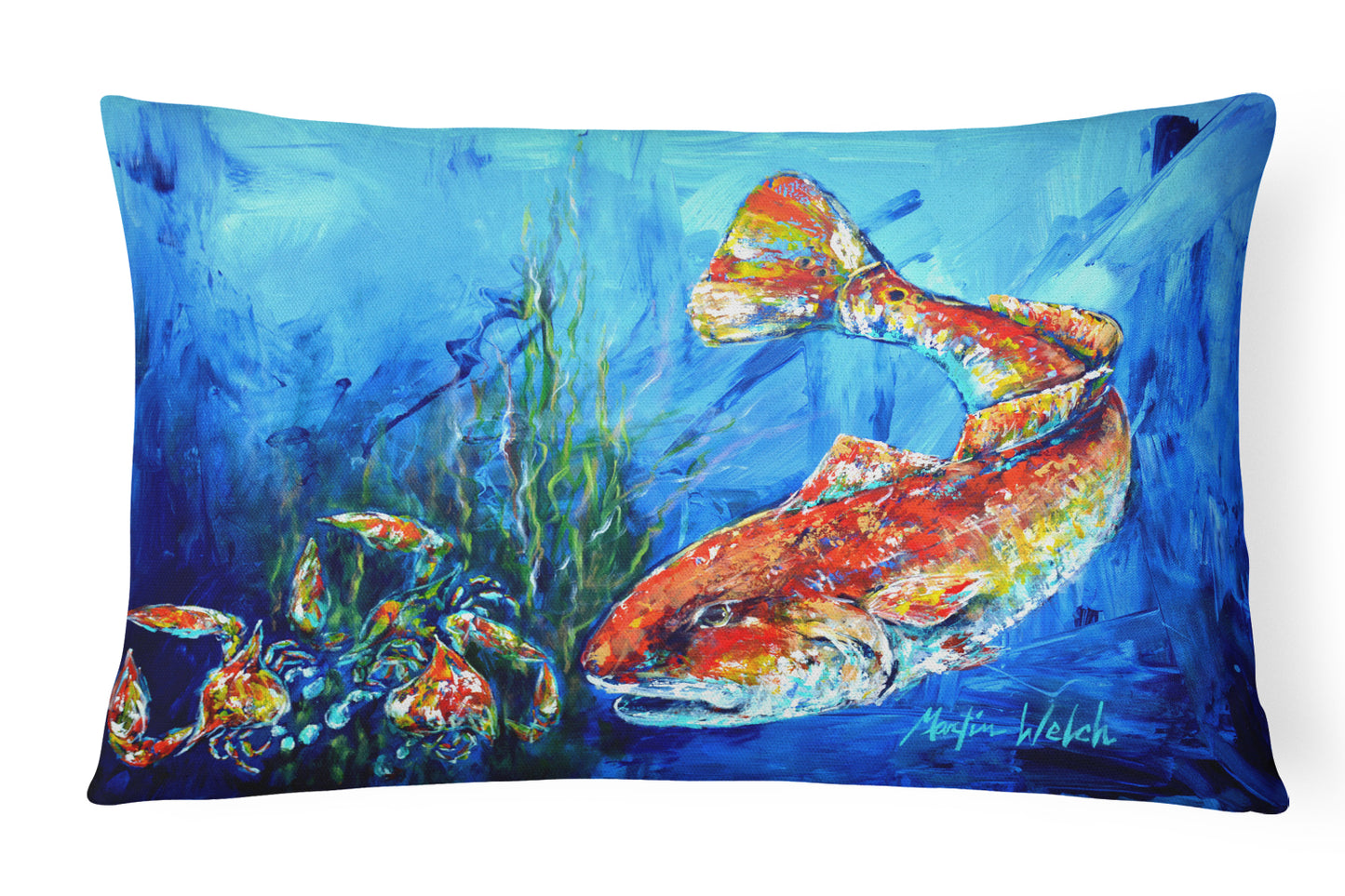 Buy this Scattered Red Fish Canvas Fabric Decorative Pillow