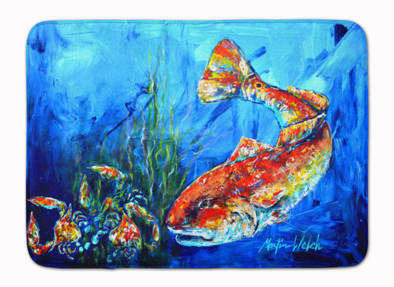 Buy this Scattered Red Fish Machine Washable Memory Foam Mat