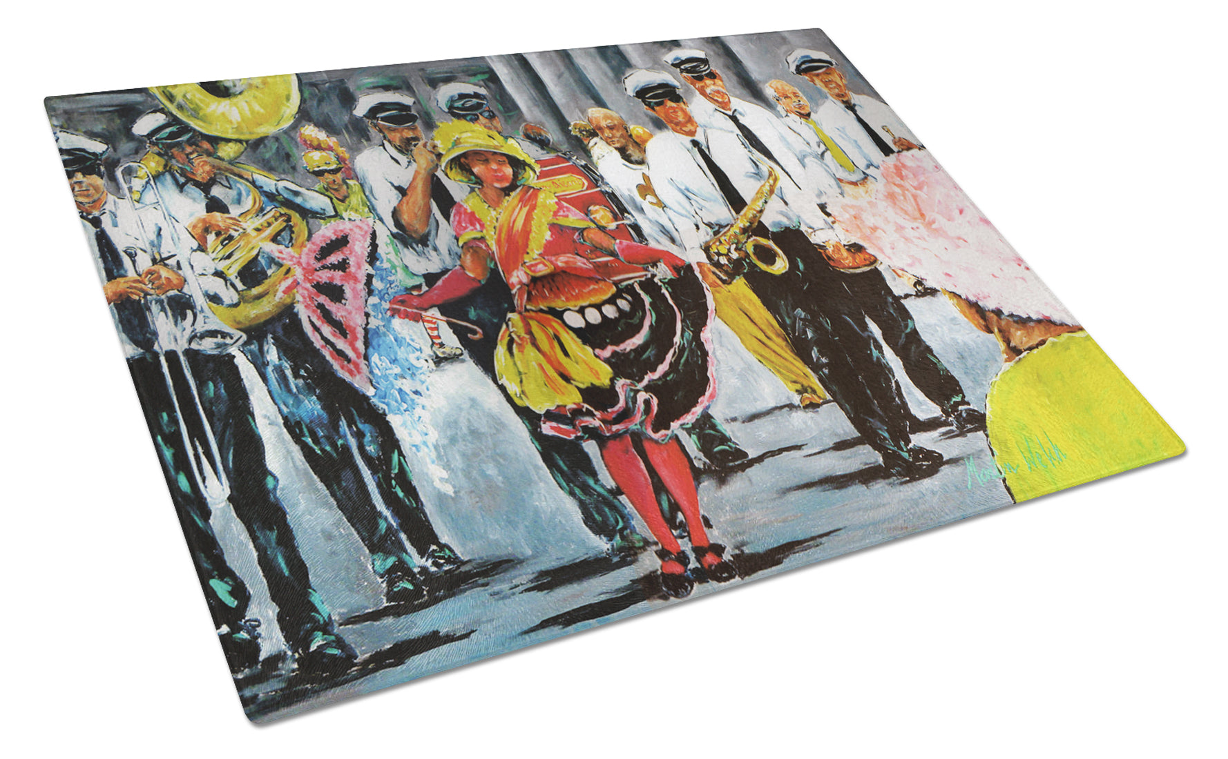 Buy this Dancing in the Streets Mardi Gras Glass Cutting Board Large