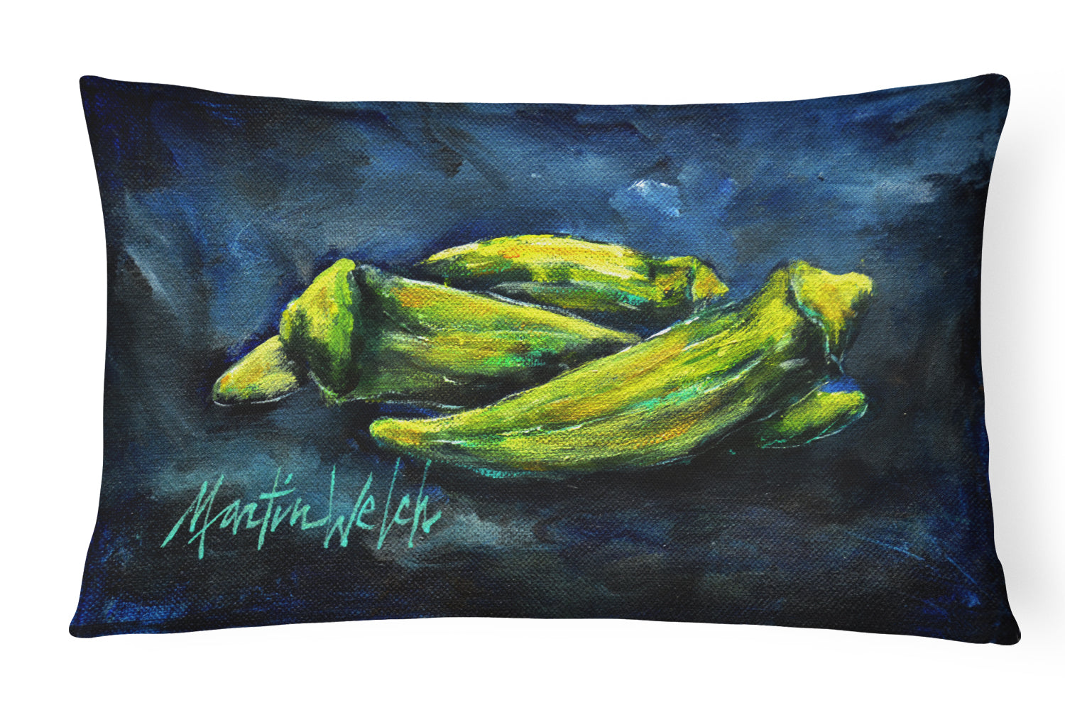 Buy this Okra Bleu Canvas Fabric Decorative Pillow