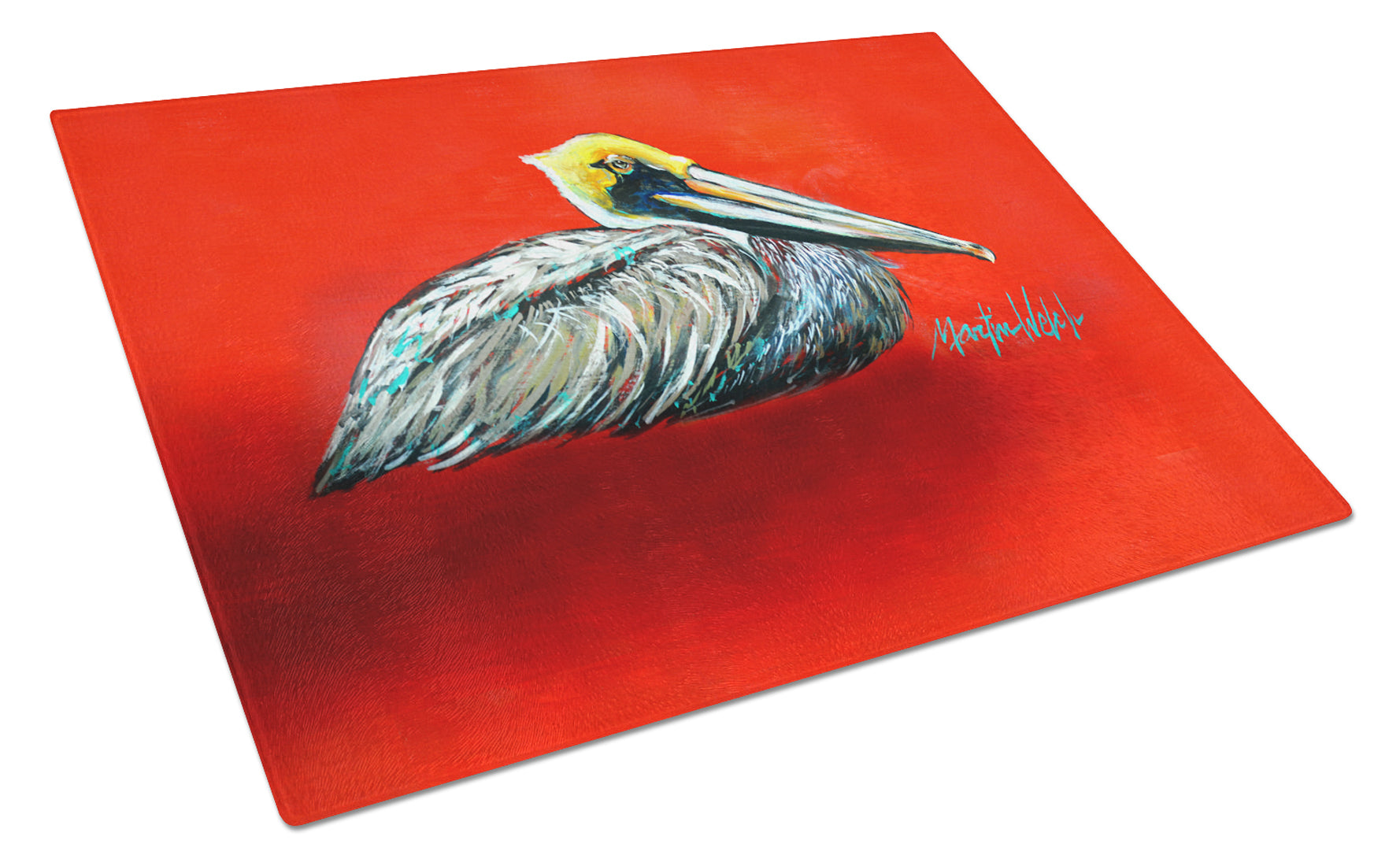 Buy this Sitting Brown Pelican Glass Cutting Board Large