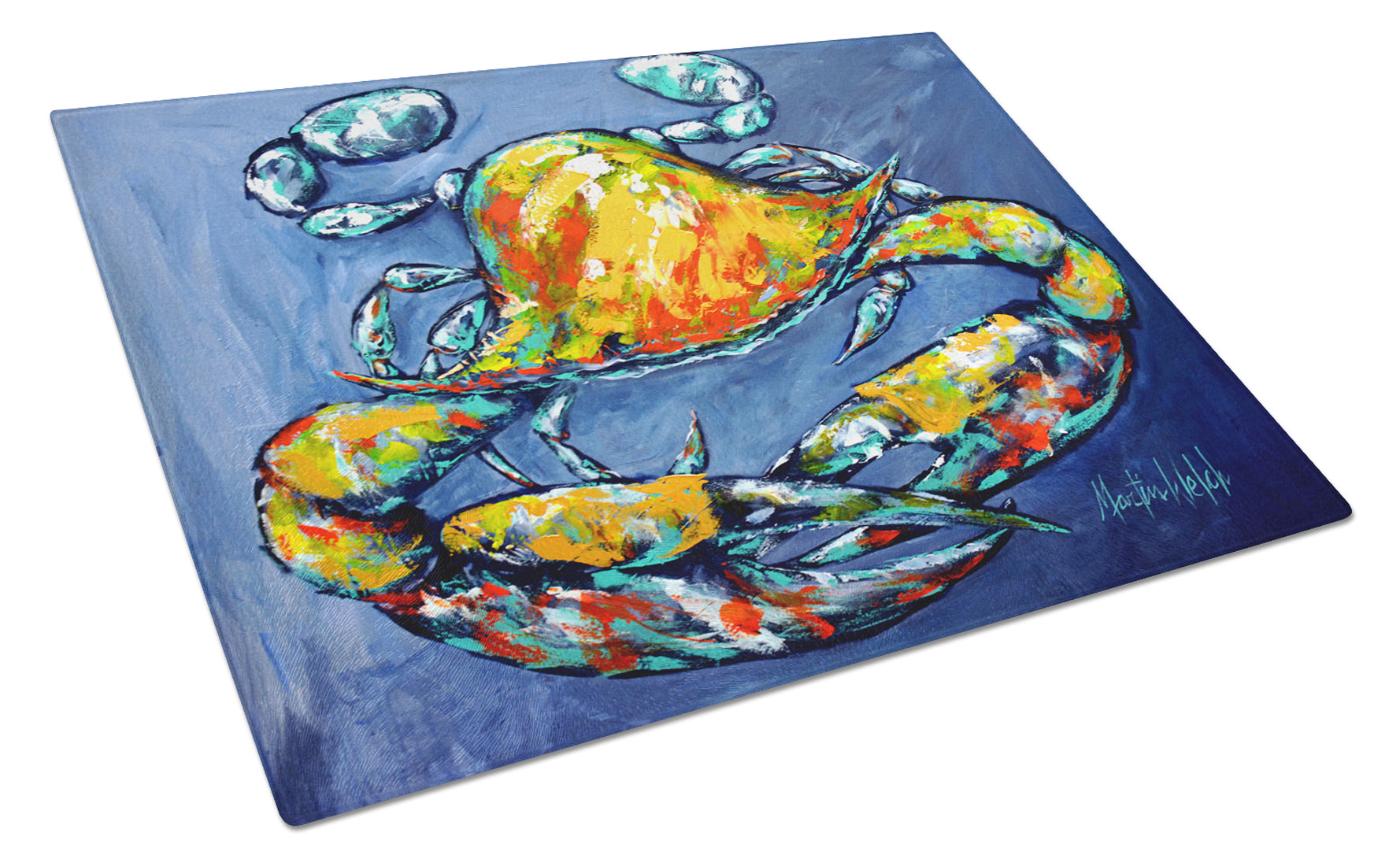 Buy this Blue Gray Kinda Day Crab Glass Cutting Board Large