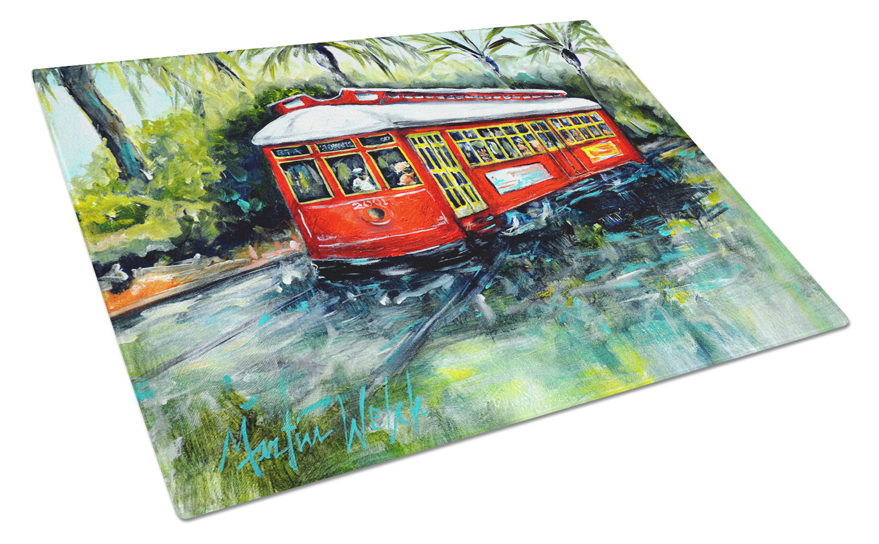 Buy this Little Red Street Car Glass Cutting Board Large