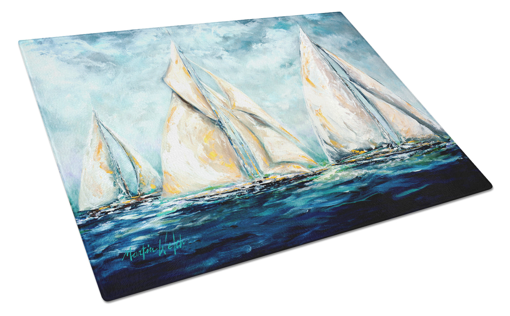 Buy this The Last Mile Sail boats Glass Cutting Board Large