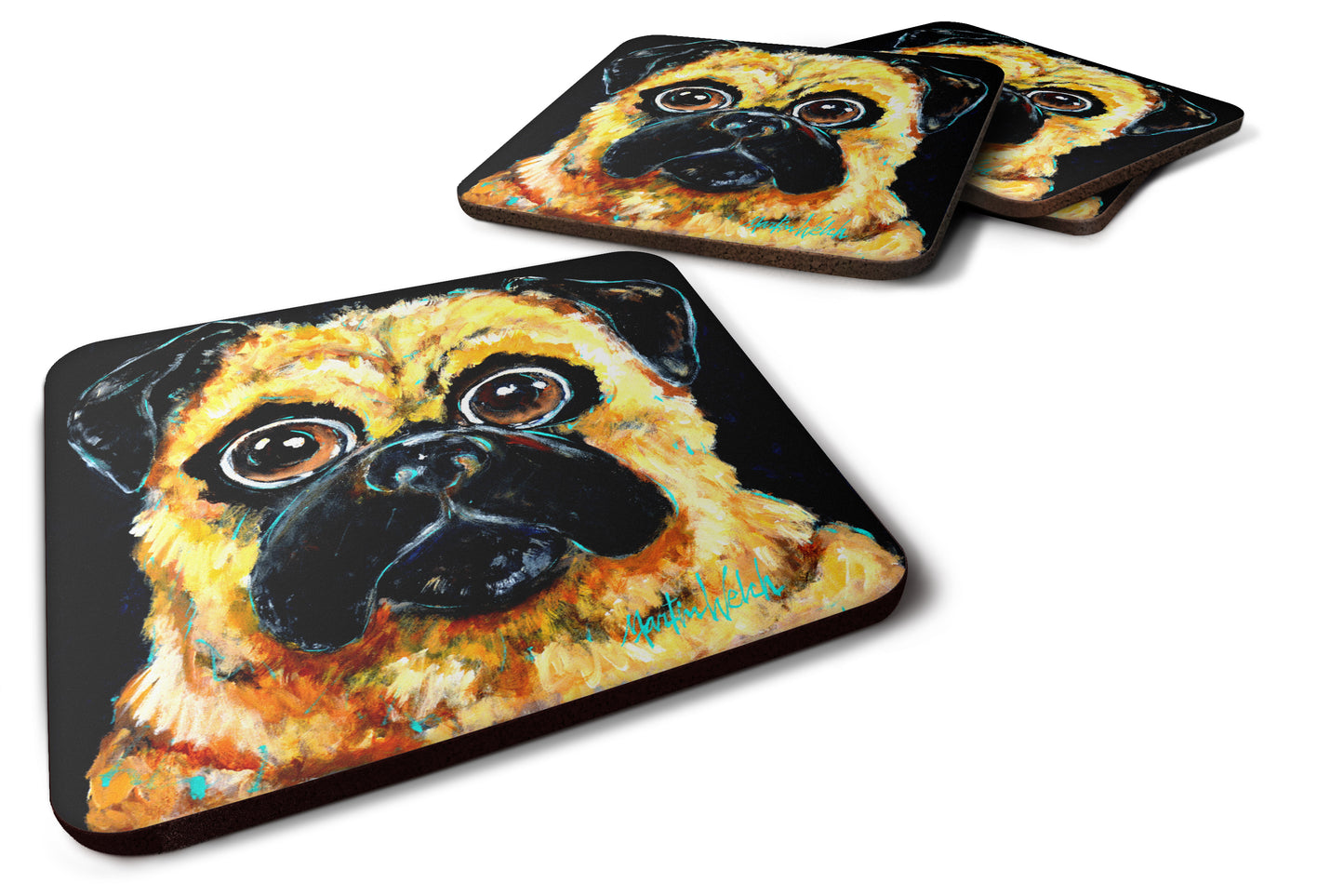 Buy this Pug It Out Foam Coaster Set of 4