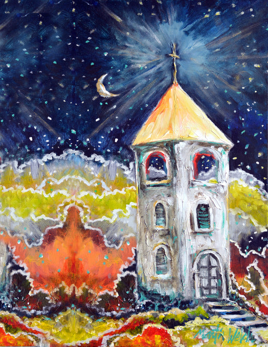 Moonlight Service - Church - 11"x14" Print