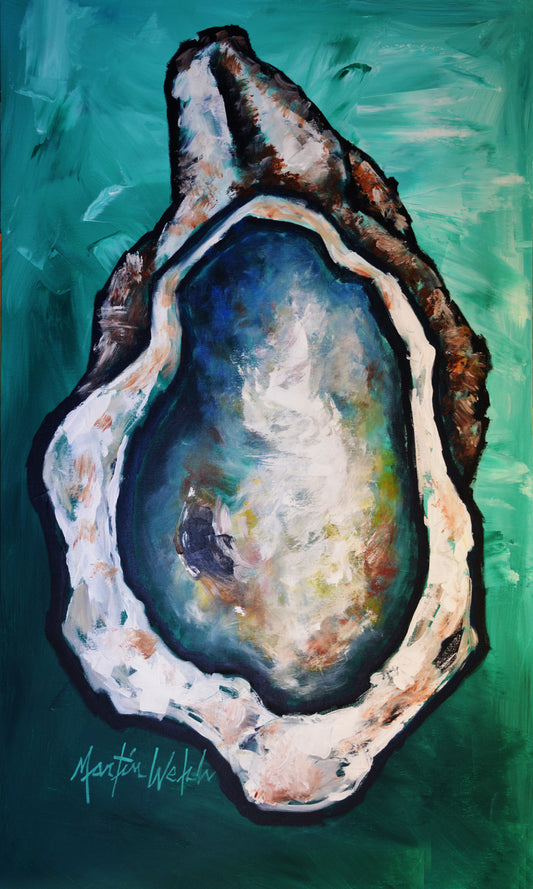 "One Shell" Original painting of an oyster shell - 36x60