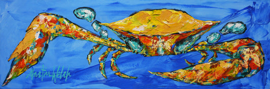 "Reach Out" Original Painting of a Blue Crab 12x36