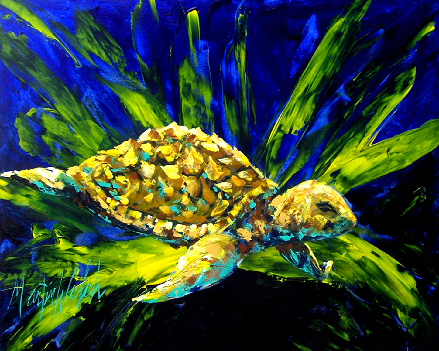 Turtle Dark Blue - Turtle - 11"x14" Print